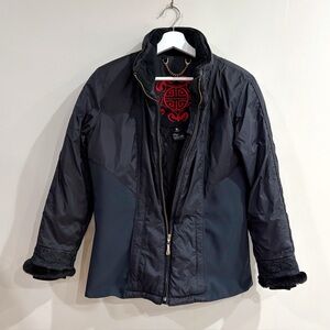 Obermeyer Women Ski Jacket Size 8 Black Insulated Y2K Retro Sportswear